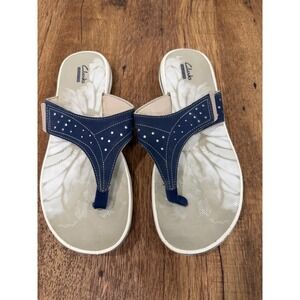Clarks Brinkley Star Women's Flip Flop Thong Sandals Navy Blue Size 10M Casual